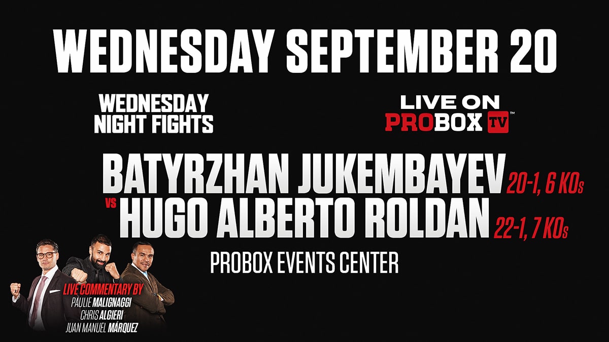 Jukembayev collides with Roldan, Martinez faces Thompson & Waterman battles Hackett for WBA regional title in Plant City