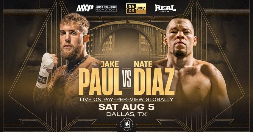 Jake Paul vs. Nate Diaz, Date at American Airlines Center in Dallas, Texas, USA