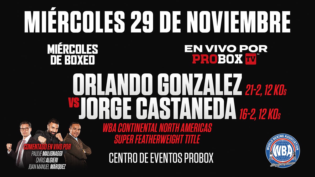 Orlando González y Jorge Castañeda encabezan WNF el 29 de noviembre
