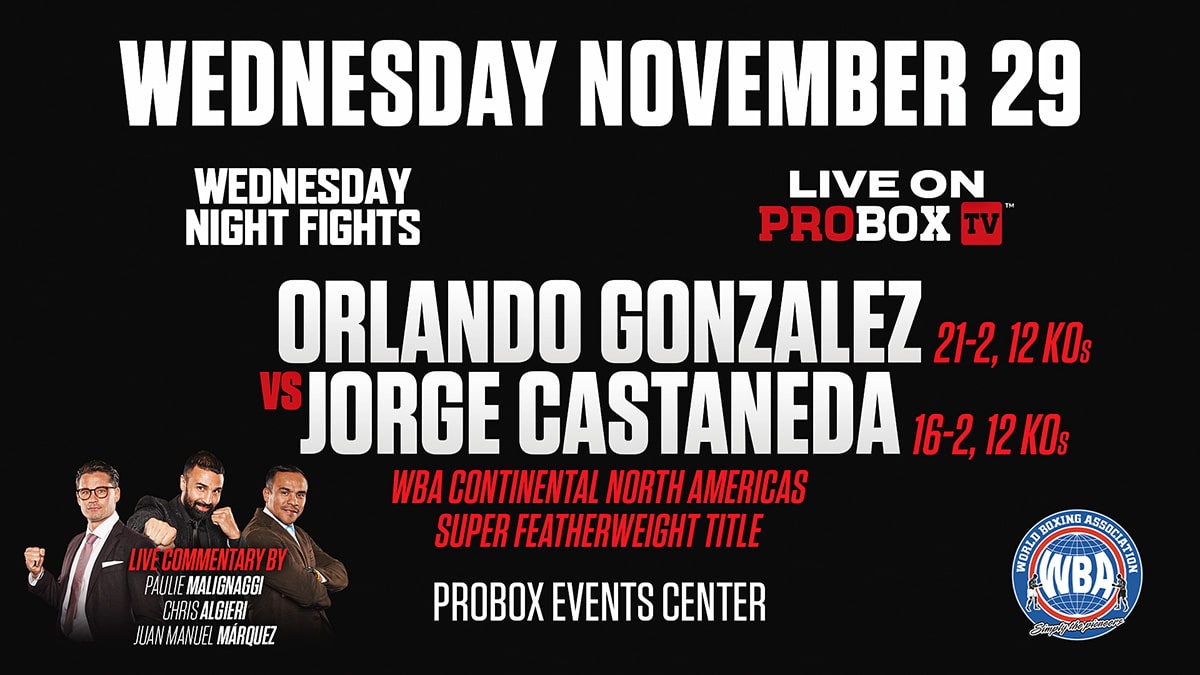 Orlando Gonzalez Vs Jorge Castaneda headlines WNF on November 29