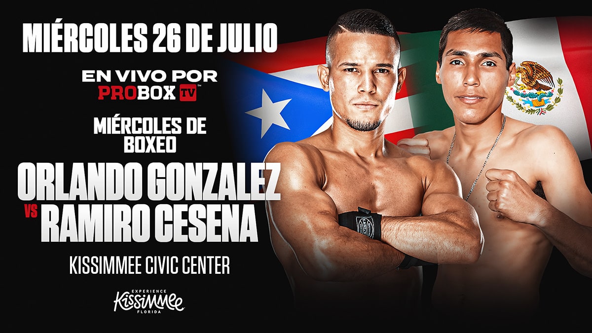 Orlando González se enfrentará a Ramiro Cesena en la cartelera de Wednesday Night Fights en Kissimmee, Florida.