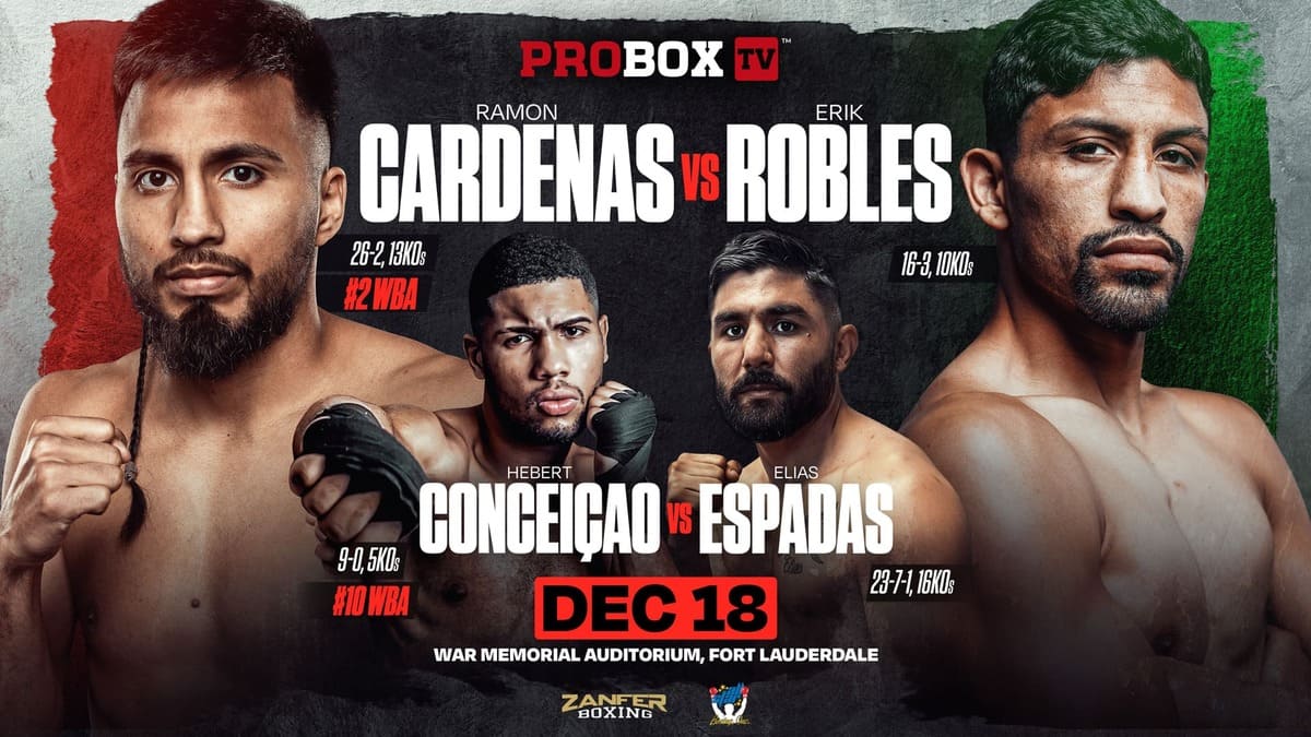 Ramon Cardenas meets Erik Robles Ayala on December 18, 2025 at the War Memorial Arena in Fort Lauderdale