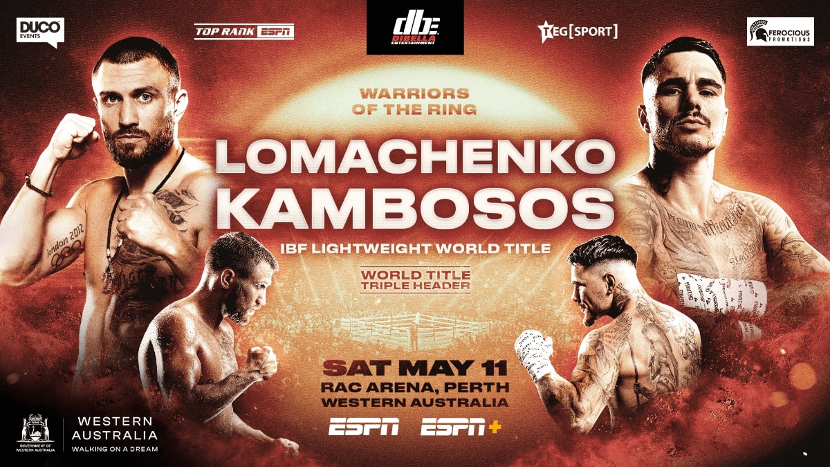 Lomachenko se enfrentará a Kambosos por el título mundial de la IBF el 12 de mayo en Perth, Australia