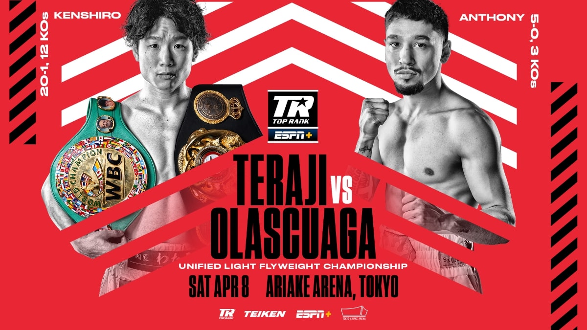 Kenshiro Teraji vs Anthony Olascuaga - El enfrentamiento por el título del peso minimosca y el debut en el boxeo profesional de Tenshin Nasukawa se transmitirá EN VIVO por ESPN+