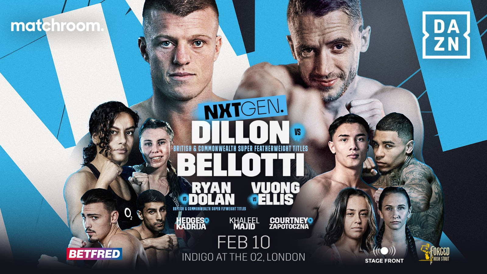 Dillon-Bellotti British and Commonwealth Title fight headlines O2 Indigo, Feb 10