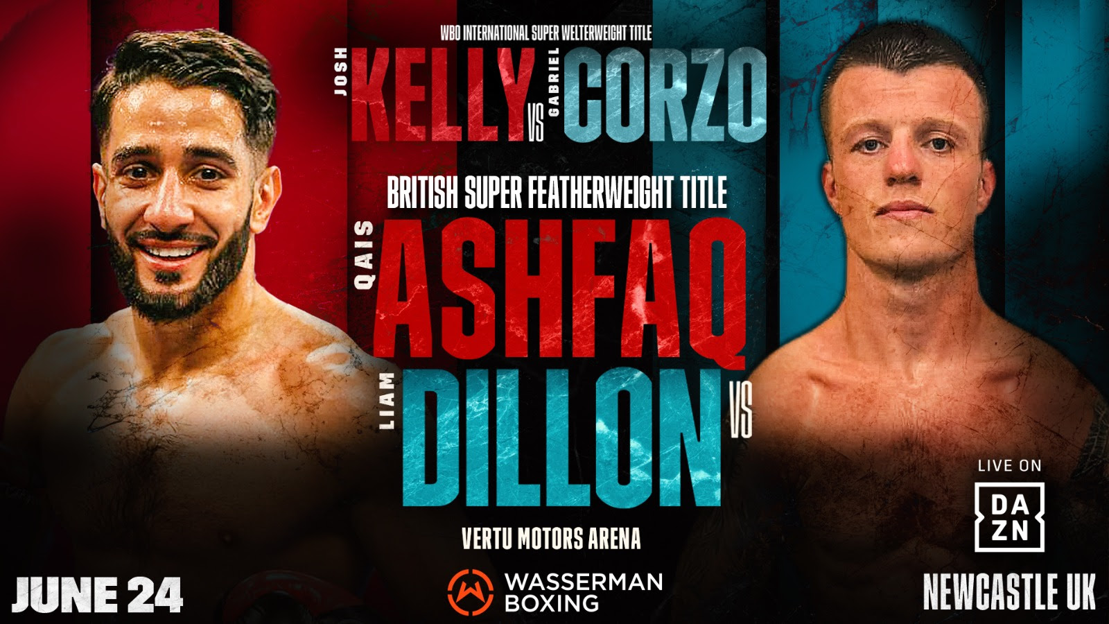 Liam Dillon and Qais Ashfaq meet in a battle for the vacant super featherweight belt on June 24