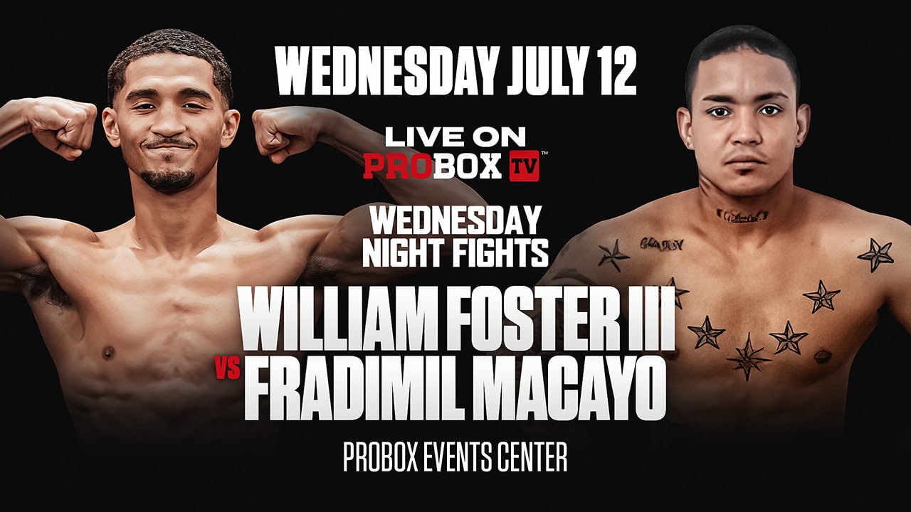 William Foster III collides with Fradimil Macayo on Wednesday Night Fights, July 12